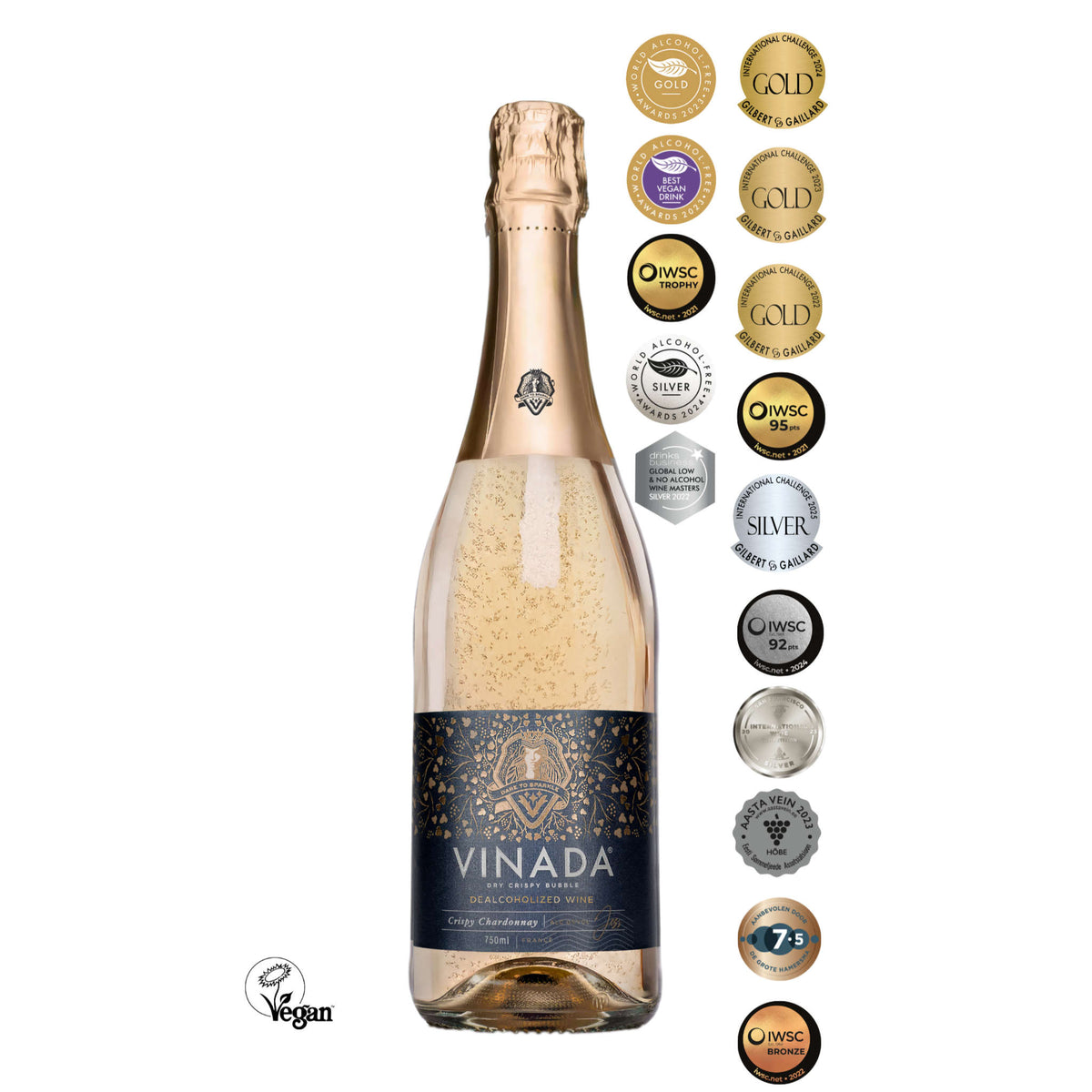 Flasche VINADA_Crispy_mit Auszeichnungen